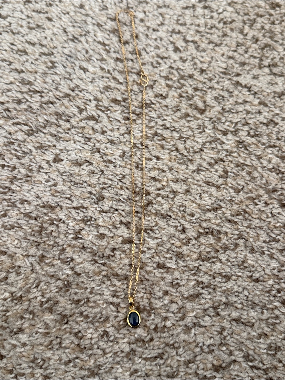 10K Gold Necklace with Black Oval Pendant - Women Jewelry